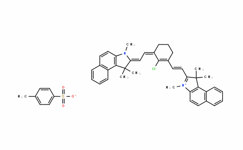CAS No. 134127-48-3, 2-[2-[2-Chloro-3-[2-(1,3-dihydro-1,1,3-trimethyl-2H-benzo[e]-indol-2-ylidene)-ethylidene]-1-cyclohexen-1-yl]-ethenyl]-1,1,3-trimethyl-1H-benzo[e]indolium 4-methylbenzenesulfonate