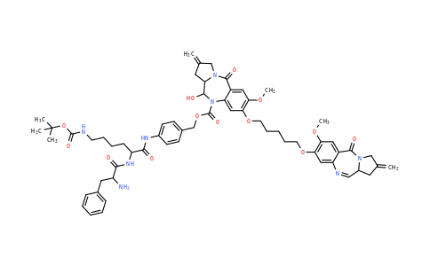 CAS No. 1343476-22-1, L-Lysinamide, L-phenylalanyl-N6-[(1,1-dimethylethoxy)carbonyl]-N-[4-[[[[(11S,11aS)-2,3,11,11a-tetrahydro-11-hydroxy-7-methoxy-2-methylene-5-oxo-8-[[5-[[(11aS)-2,3,5,11a-tetrahydro-7-methoxy-2-methylene-5-oxo-1H-pyrrolo[2,1-c][1,4]benzodiazepin-8-yl]oxy]pentyl]oxy]-1H-pyrrolo[2,1-c][1,4]benzodiazepin-10(5H)-yl]carbonyl]oxy]methyl]phenyl]-