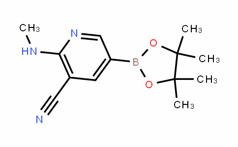 CAS No. 1346809-48-0, 2-(Methylamino)-5-(4,4,5,5-tetramethyl-1,3,2-dioxaborolan-2-yl)nicotinonitrile
