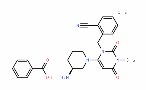 CAS No. 1638544-64-5, (S)-2-((6-(3-aminopiperidin-1-yl)-3-methyl-2,4-dioxo-3,4- dihydropyrimidin-1(2H)-yl)methyl)benzonitrile benzoate