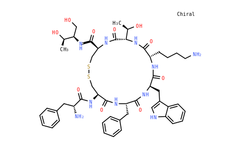 83150-76-9 | (4R,7S,10S,13R,16S,19R)-13-((1H-Indol-3-yl)methyl)-19-((R)-2-amino-3-phenylpropanamido)-10-(4-aminobutyl)-16-benzyl-N-(1,3-dihydroxybutan-2-yl)-7-((R)-1-hydrox