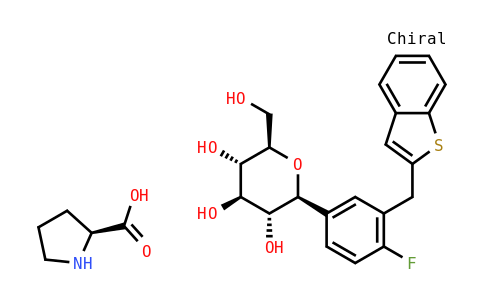MC445264 | 951382-34-6 | L-脯氨酸与(1S)-1,5-脱水-1-C-[3-(苯并[b]噻吩-2-基甲基)-4-氟苯基]-D-山梨糖醇的化合物