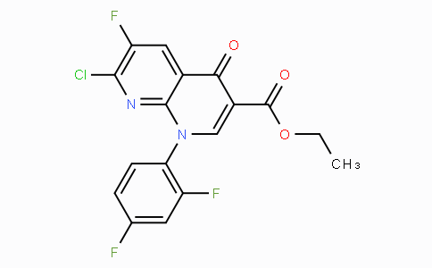CAS No. 100491-29-0, Ethyl 7-chloro-1-(2,4-difluorophenyl)-6-fluoro-4-oxo-1,4-dihydro-1,8-naphthyridine-3-carboxylate