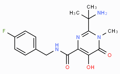 CAS No. 518048-03-8, 2-(2-Aminopropan-2-yl)-N-(4-fluorobenzyl)-5-hydroxy-1-methyl-6-oxo-1,6-dihydropyrimidine-4-carboxamide