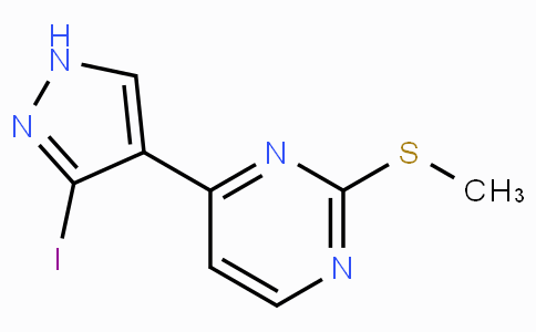 CAS No. 1111638-74-4, 4-(3-Iodo-1H-pyrazol-4-yl)-2-(methylthio)pyrimidine