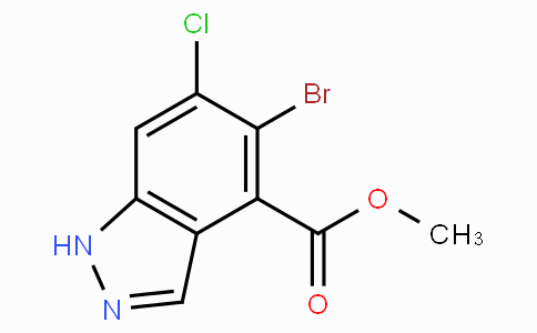 CAS No. 1037841-34-1, Methyl 5-bromo-6-chloro-1H-indazole-4-carboxylate