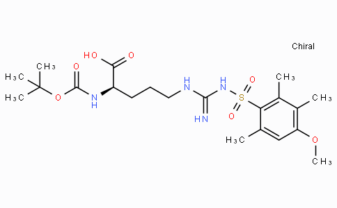 CAS No. 200122-49-2, (R)-2-((tert-Butoxycarbonyl)amino)-5-(3-((4-methoxy-2,3,6-trimethylphenyl)sulfonyl)guanidino)pentanoic acid