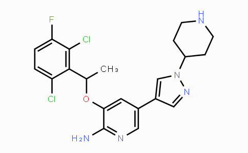 CAS No. 877400-66-3, 3-(1-(2,6-Dichloro-3-fluorophenyl)ethoxy)-5-(1-(piperidin-4-yl)-1H-pyrazol-4-yl)pyridin-2-amine