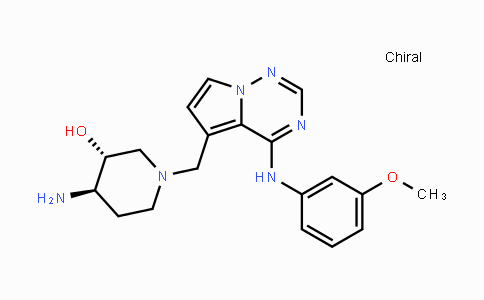 CAS No. 859853-30-8, (3R,4R)-4-Amino-1-[[4-[(3-methoxyphenyl)amino]pyrrolo-[2,1-f][1,2,4]triazin-5-yl]methyl]piperidin-3-ol
