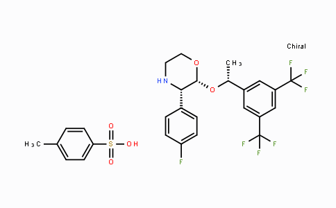 CAS No. 200000-59-5, (2R,3S)-2-((R)-1-(3,5-Bis(trifluoromethyl)phenyl)ethoxy)-3-(4-fluorophenyl)morpholine 4-methylbenzenesulfonate