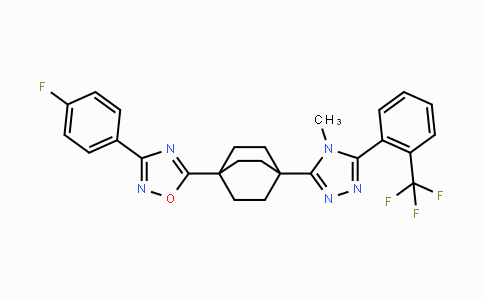CAS No. 719272-75-0, 3-(4-Fluorophenyl)-5-(4-(4-methyl-5-(2-(trifluoromethyl)phenyl)-4H-1,2,4-triazol-3-yl)bicyclo[2.2.2]octan-1-yl)-1,2,4-oxadiazole