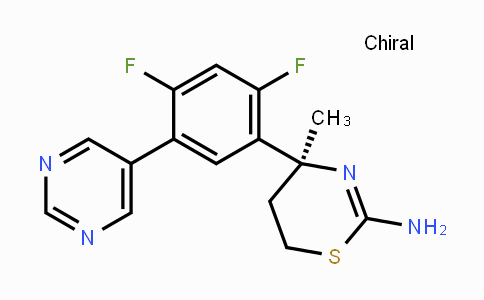 CAS No. 1194044-20-6, (S)-4-(2,4-Difluoro-5-(pyrimidin-5-yl)phenyl)-4-methyl-5,6-dihydro-4H-1,3-thiazin-2-amine