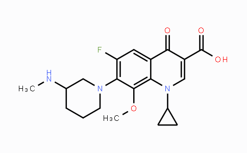 CAS No. 127294-70-6, 1-Cyclopropyl-6-fluoro-8-methoxy-7-(3-(methylamino)piperidin-1-yl)-4-oxo-1,4-dihydroquinoline-3-carboxylic acid
