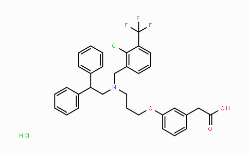 CAS No. 405911-09-3, 2-(3-(3-((2-Chloro-3-(trifluoromethyl)benzyl)(2,2-diphenylethyl)-amino)propoxy)phenyl)acetic acid hydrochloride
