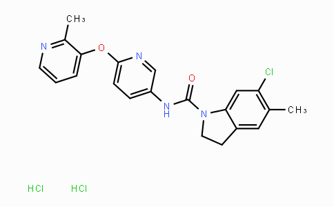 CAS No. 181632-25-7, 6-Chloro-5-methyl-N-(6-((2-methylpyridin-3-yl)oxy)pyridin-3-yl)indoline-1-carboxamide dihydrochloride