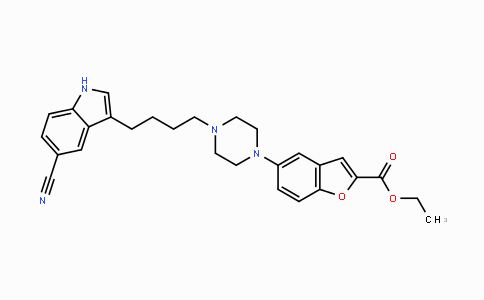 CAS No. 163521-11-7, Ethyl 5-(4-(4-(5-cyano-1H-indol-3-yl)butyl)-piperazin-1-yl)benzofuran-2-carboxylate