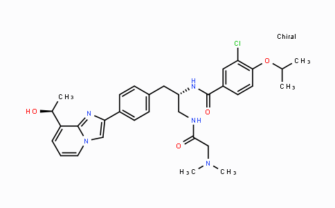 CAS No. 1088965-37-0, 3-Chloro-N-((S)-1-(2-(dimethylamino)acetamido)-3-(4-(8-((S)-1-hydroxyethyl)-imidazo[1,2-a]pyridin-2-yl)phenyl)propan-2-yl)-4-isopropoxybenzamide
