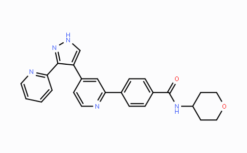 CAS No. 452342-67-5, 4-(4-(3-(Pyridin-2-yl)-1H-pyrazol-4-yl)pyridin-2-yl)-N-(tetrahydro-2H-pyran-4-yl)benzamide