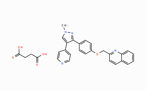CAS No. 1037309-45-7, 2-((4-(1-Methyl-4-(pyridin-4-yl)-1H-pyrazol-3-yl)phenoxy)methyl)quinoline succinate