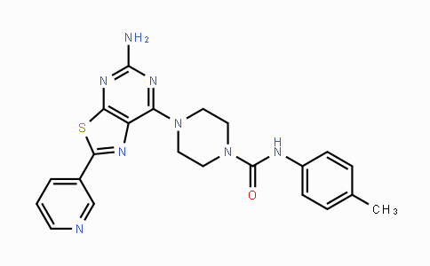 CAS No. 1245319-54-3, 4-(5-Amino-2-(pyridin-3-yl)thiazolo[5,4-d]pyrimidin-7-yl)-N-(p-tolyl)piperazine-1-carboxamide