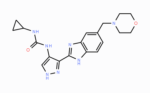 CAS No. 896466-04-9, 1-Cyclopropyl-3-(3-(5-(morpholinomethyl)-1H-benzo[d]imidazol-2-yl)-1H-pyrazol-4-yl)urea