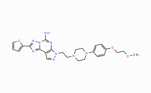 CAS No. 377727-87-2, 2-(Furan-2-yl)-7-(2-(4-(4-(2-methoxyethoxy)phenyl)piperazin-1-yl)-ethyl)-7H-pyrazolo[4,3-e][1,2,4]triazolo[1,5-c]pyrimidin-5-amine
