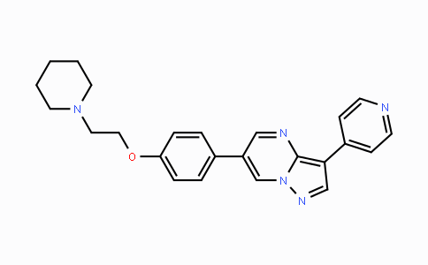 CAS No. 866405-64-3, 6-(4-(2-(Piperidin-1-yl)ethoxy)phenyl)-3-(pyridin-4-yl)pyrazolo[1,5-a]pyrimidine