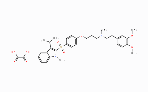 CAS No. 121346-32-5, N-(3,4-Dimethoxyphenethyl)-3-(4-((3-isopropyl-1-methyl-1H-indol-2-yl)sulfonyl)phenoxy)-N-methylpropan-1-amine oxalate