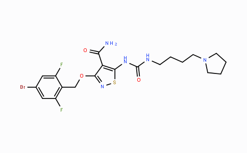 CAS No. 252003-65-9, 3-((4-Bromo-2,6-difluorobenzyl)oxy)-5-(3-(4-(pyrrolidin-1-yl)butyl)ureido)isothiazole-4-carboxamide
