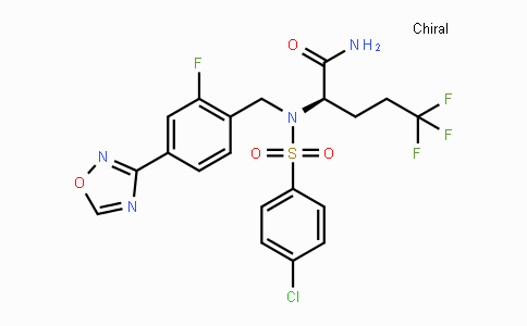 CAS No. 1146699-66-2, (R)-2-(4-Chloro-N-(2-fluoro-4-(1,2,4-oxadiazol-3-yl)benzyl)-phenylsulfonamido)-5,5,5-trifluoropentanamide