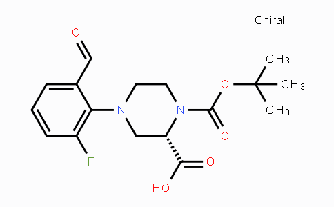 CAS No. 2105413-44-1, (S)-4-(2-Fluoro-6-formylphenyl)-1-(tert-butoxy-carbonyl)piperazine-2-carboxylic acid