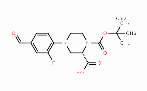 CAS No. 2105378-26-3, (S)-4-(2-Fluoro-4-formylphenyl)-1-(tert-butoxy-carbonyl)piperazine-2-carboxylic acid