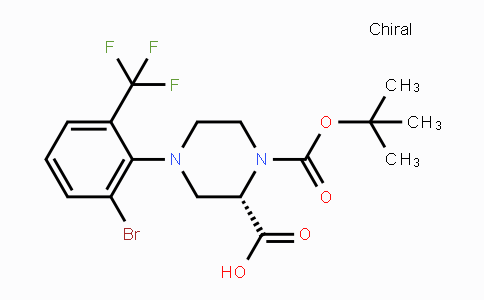 CAS No. 1786674-19-8, (S)-4-(2-Bromo-6-(trifluoromethyl)phenyl)-1-(tert-butoxycarbonyl)piperazine-2-carboxylic acid