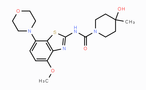 CAS No. 870070-55-6, 4-Hydroxy-N-[4-methoxy-7-(4-morpholinyl)-2-benzo-thiazolyl]-4-methyl-1-piperidinecarboxamide
