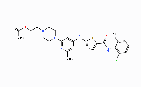 CAS No. 1245157-85-0, 2-(4-(6-((5-((2-Chloro-6-methylphenyl)carbamoyl)thiazol-2-yl)-amino)-2-methylpyrimidin-4-yl)piperazin-1-yl)ethyl acetate