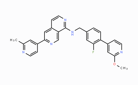 CAS No. 1951441-19-2, N-(3-Fluoro-4-(2-methoxypyridin-4-yl)benzyl)-6-(2-methylpyridin-4-yl)-2,7-naphthyridin-1-amine