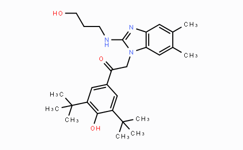 CAS No. 758679-97-9, 1-(3,5-Di-tert-butyl-4-hydroxyphenyl)-2-(2-(3-hydroxypropylamino)-5,6-dimethyl-1H-benzo[d]imidazol-1-yl)ethanone