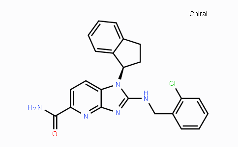 CAS No. 1202159-38-3, (R)-2-(2-Chlorobenzylamino)-1-(2,3-dihydro-1H-inden-1-yl)-1H-imidazo[4,5-b]pyridine-5-carboxamide