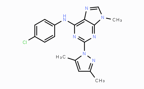 CAS No. 1063331-94-1, N-(4-Chlorophenyl)-2-(3,5-dimethyl-1H-pyrazol-1-yl)-9-methyl-9H-purin-6-amine