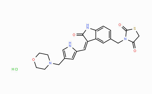 CAS No. 1265965-19-2, 2,4-Thiazolidinedione, 3-[[(3Z)-2,3-dihydro-3-[[4-(4-morpholinylmethyl)-1H-pyrrol-2-yl]methylene]-2-oxo-1H-indol-5-yl]methyl]-, hydrochloride