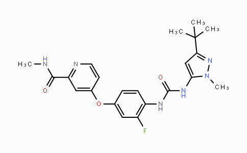 CAS No. 1354650-00-2, 4-(4-(3-(3-(tert-Butyl)-1-methyl-1H-pyrazol-5-yl)-ureido)-3-fluorophenoxy)-N-methylpicolinamide