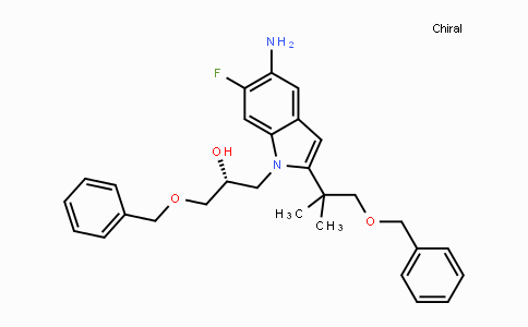 CAS No. 1294504-67-8, (2R)-1-[5-Amino-2-(2-benzyloxy-1,1-dimethyl-ethyl)-6-fluoro-indol-1-yl]-3-benzyloxy-propan-2-ol