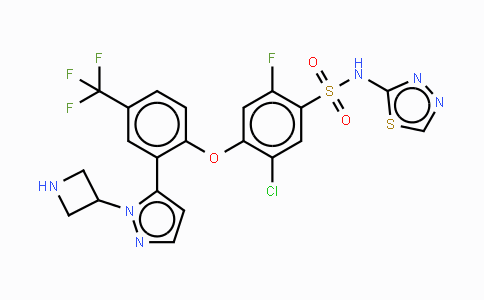 CAS No. 1354818-96-4, 4-[2-[1-(3-Azetidinyl)-1H-pyrazol-5-yl]-4-(trifluoromethyl)phenoxy]-5-chloro-2-fluoro-N-1,3,4-thiadiazol-2-yl benzenesulfonamide