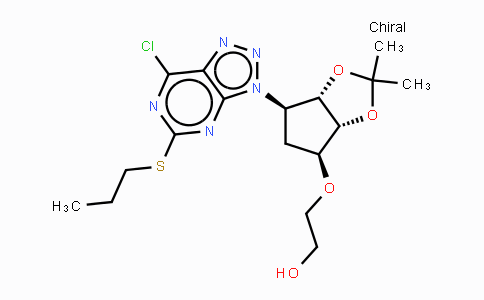 CAS No. 376608-75-2, 2-[[(3AR,4S,6R,6aS)-6-(7-chloro-5-propylsulfanyl-triazolo[4,5-d]pyrimidin-3-yl)-2,2-dimethyl-4,5,6,6a-tetrahydro-3aH-cyclopenta[d][1,3]dioxol-4-yl]oxy]ethanol