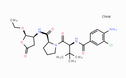 CAS No. 273404-37-8, (S)-1-((S)-2-(4-Amino-3-chlorobenzamido)-3,3-dimethylbutanoyl)-N-((2R,3S)-2-ethoxy-5-oxotetrahydrofuran-3-yl)pyrrolidine-2-carboxamide