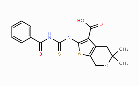 CAS No. 314042-01-8, 2-(3-Benzoylthioureido)-5,5-dimethyl-5,7-dihydro-4H-thieno[2,3-c]pyran-3-carboxylic acid