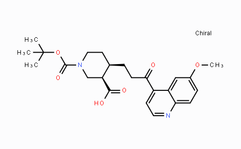 CAS No. 333782-31-3, (3R,4R)-1-(tert-Butoxycarbonyl)-4-(3-(6-methoxyquinolin-4-yl)-3-oxopropyl)piperidine-3-carboxylic acid
