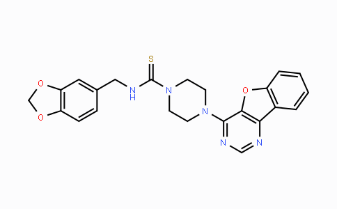 CAS No. 850879-09-3, N-(Benzo[d][1,3]dioxol-5-ylmethyl)-4-(benzofuro-[3,2-d]pyrimidin-4-yl)piperazine-1-carbothioamide