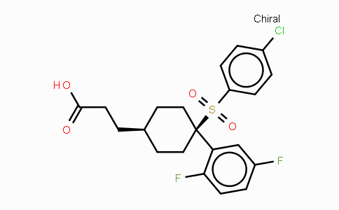 CAS No. 471905-41-6, 3-((1r,4s)-4-((4-Chlorophenyl)sulfonyl)-4-(2,5-difluorophenyl)cyclohexyl)propanoic acid