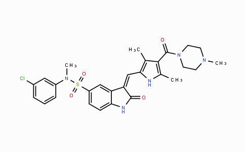 CAS No. 658084-23-2, (Z)-N-(3-Chlorophenyl)-3-((3,5-dimethyl-4-(4-methylpiperazine-1-carbonyl)-1H-pyrrol-2-yl)methylene)-N-methyl-2-oxoindoline-5-sulfonamide